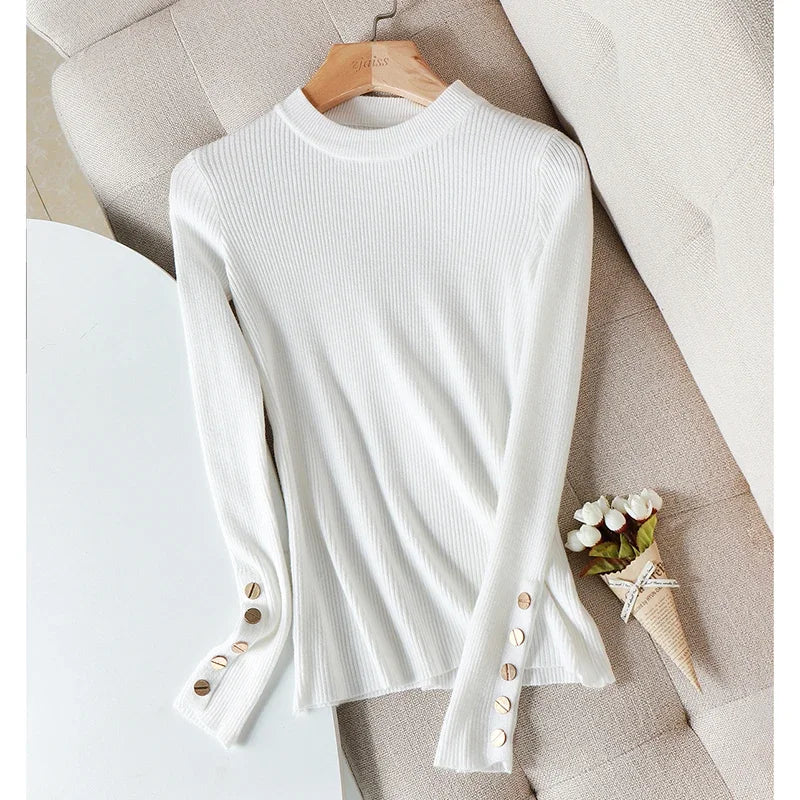 Button O-Neck Sweater
